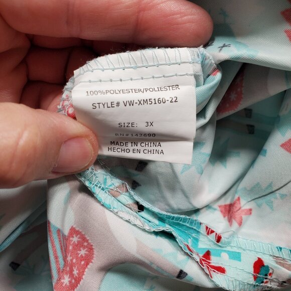 Divine Curves V-neck Top Reindeers and Owls Holiday Mint Green 2 Pckts Wmn Sz 3x - Picture 4 of 11